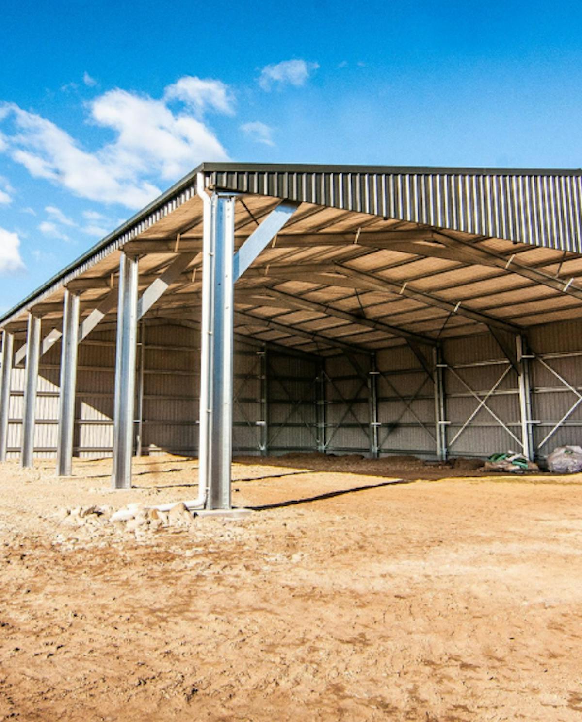Extra large hay storage shed
