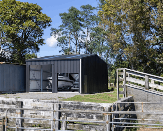 Boat and truck double garage