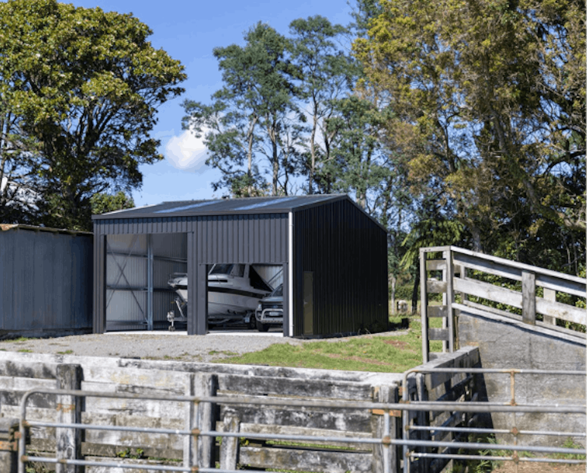 Boat and truck double garage