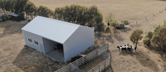 Residential double garage aerial photo