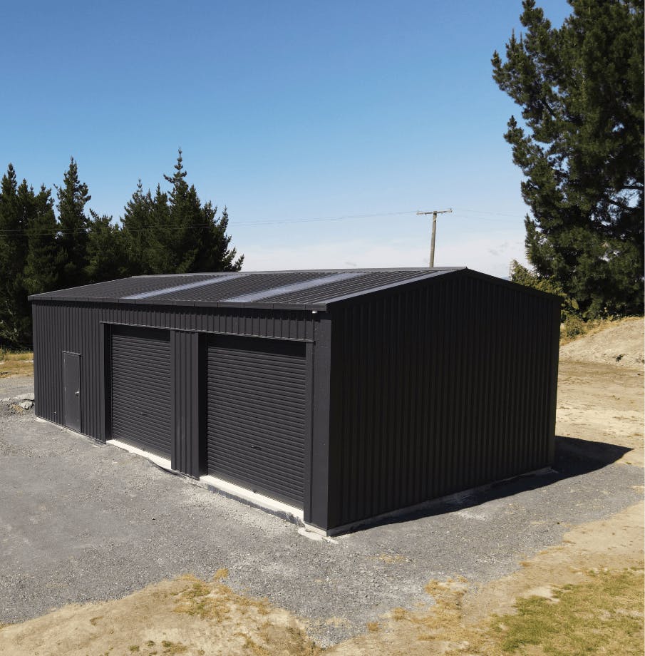 Black double garage - Wide Span Sheds Black double garage - Wide Span Sheds