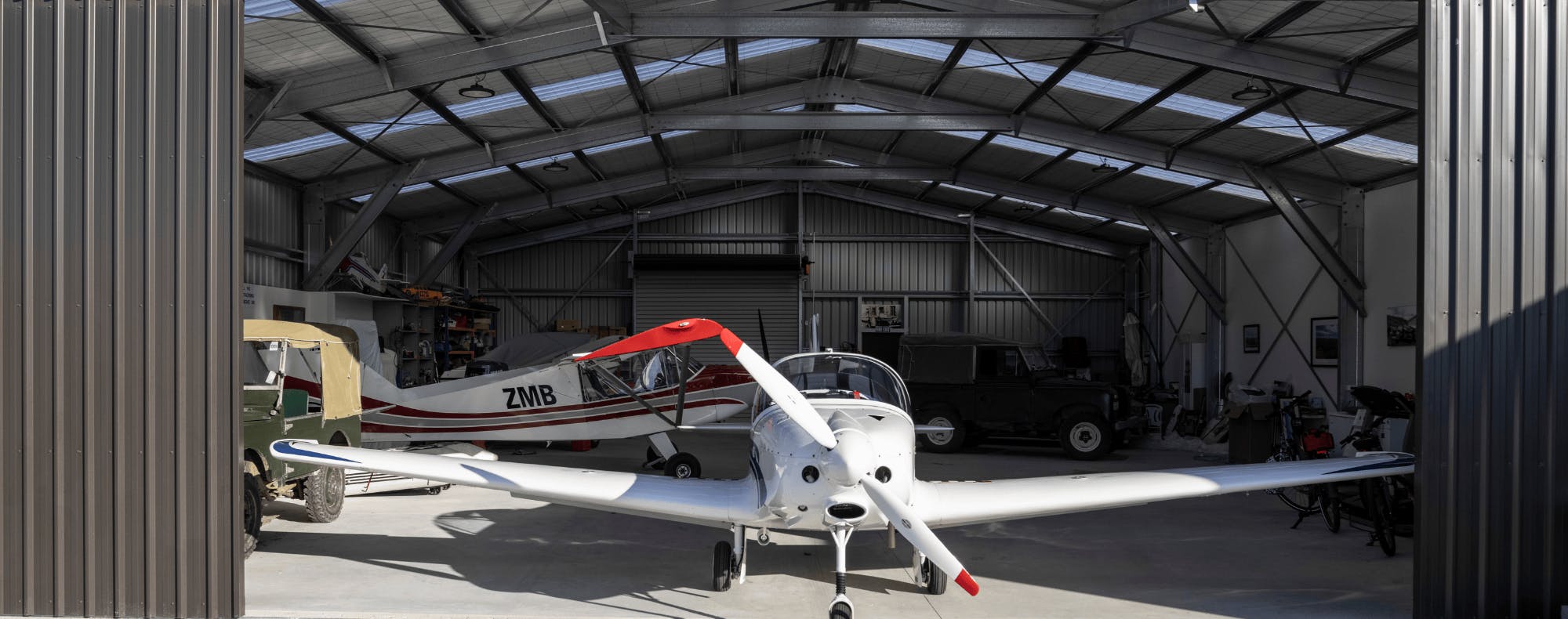 Hangar interior with plane Hangar interior with plane