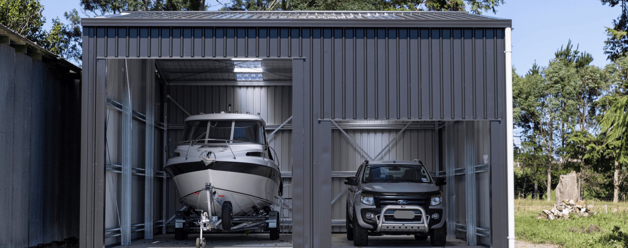 Hurworth Boat Shed - Boat and Vehicle - Wide Span Sheds