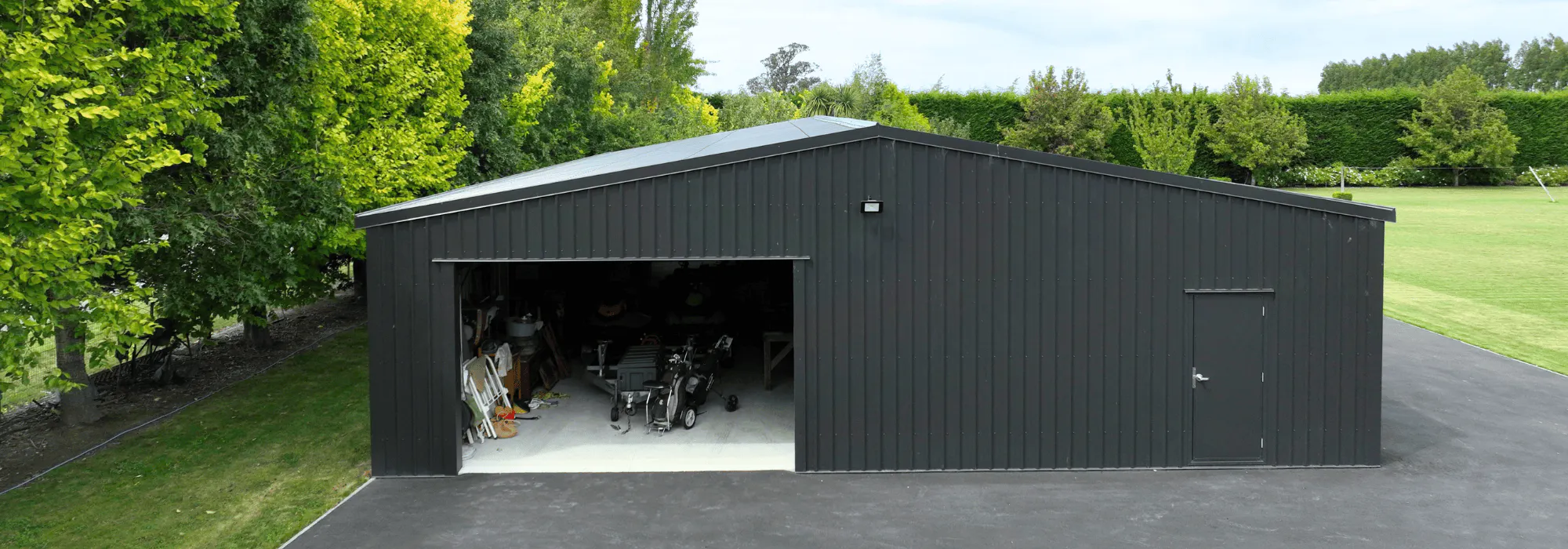 4-bay steel shed - Wide Span Sheds