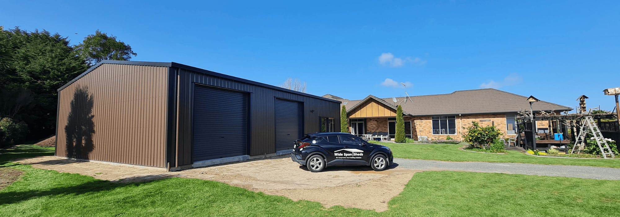 Exterior photo of an artists gable shed