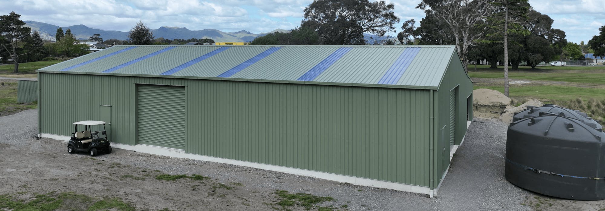 Exterior view of Avondale Golf Course Steel storage shed