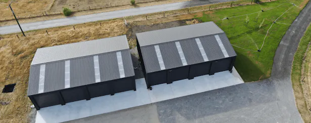 Exterior view of multi bay shed - Wide Span Sheds