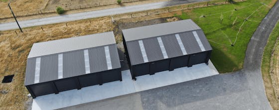 Exterior view of multi bay shed - Wide Span Sheds