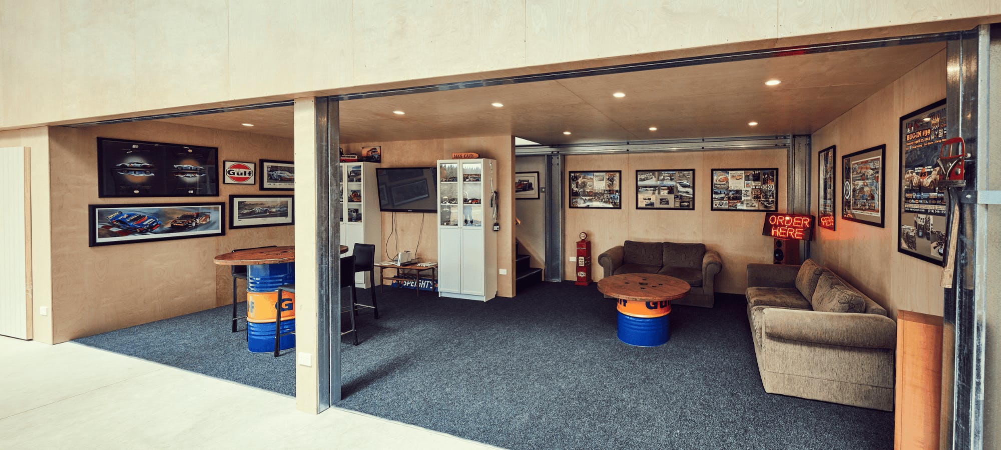 Man cave interior - Wide Span Sheds