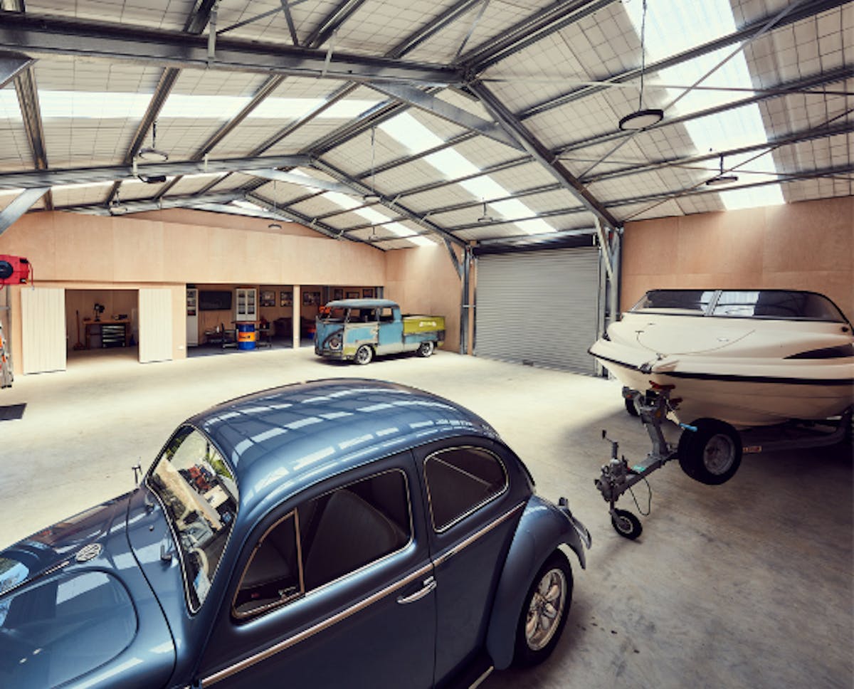 Ultimate man cave storage - VW Beetle with boat