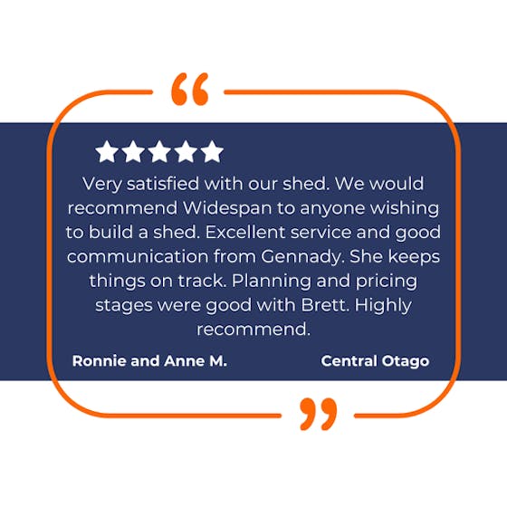Customer review - Ronnie and Anne M from Central Otago