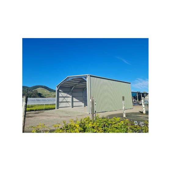 Shed with blue sky background